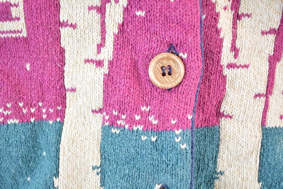 Vintage 1990s Northern Reflections Knit AOP Abstract Pattern Crewneck Sweater Womens L