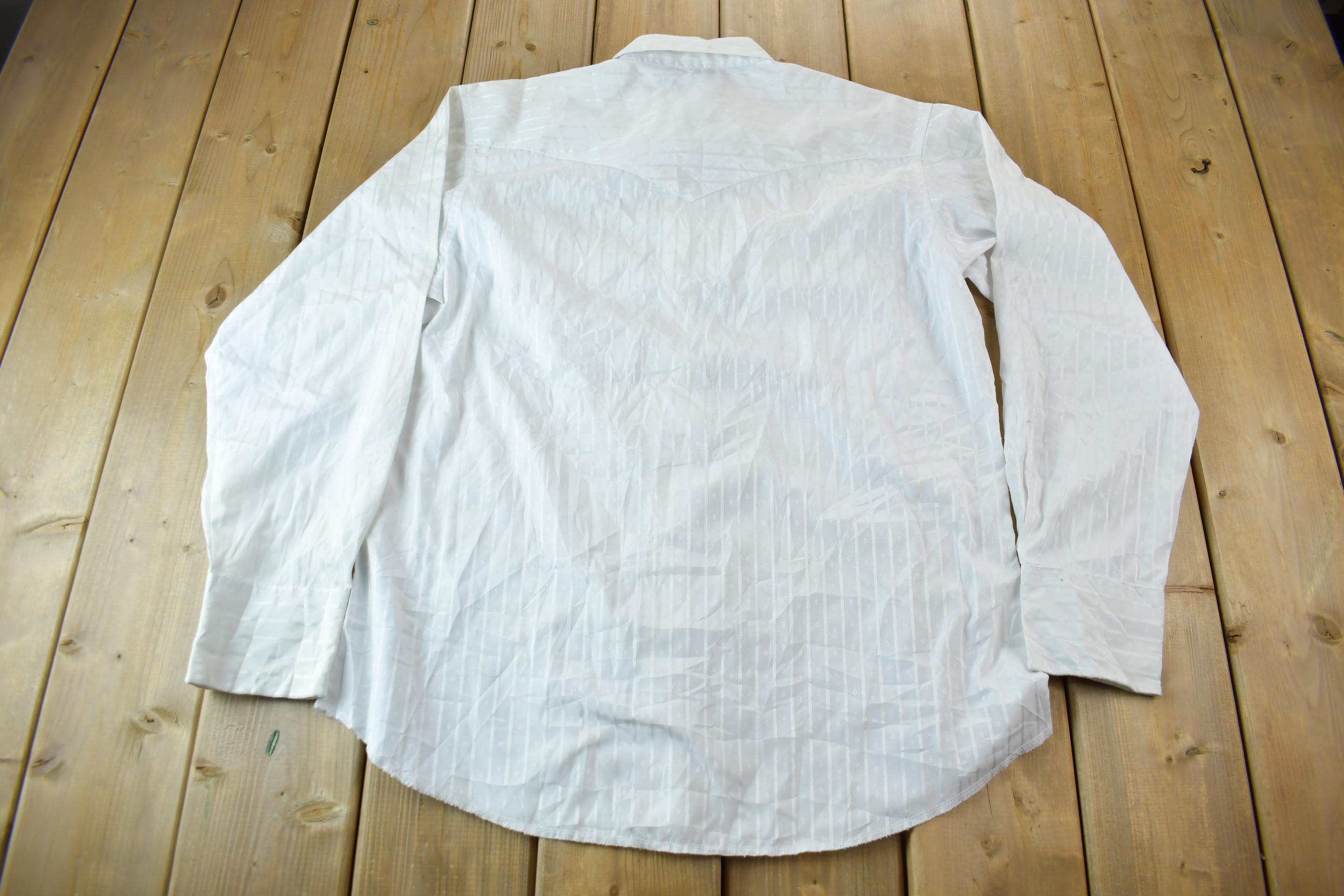 Vintage 1990s Wrangler Western Shirts Pearl Snap Button Up Rodeo Shirt Size L