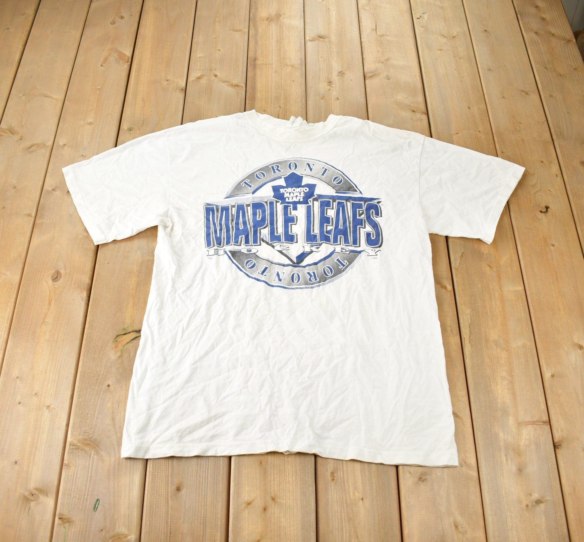 Vintage 1990s Toronto Maple Leafs NHL Hockey Graphic T-Shirt Made In USA