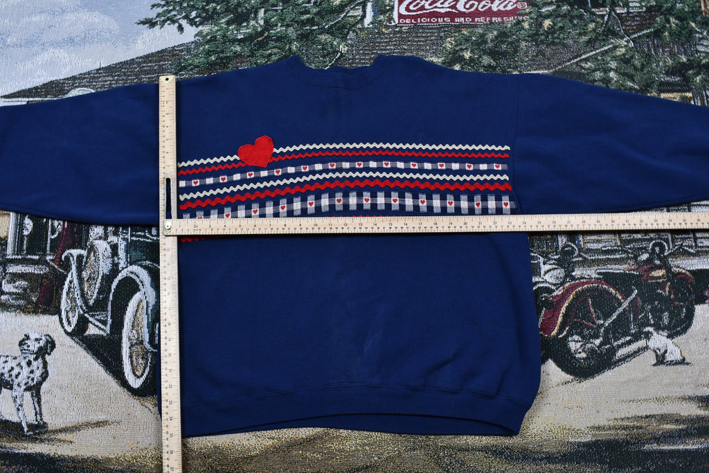Vintage 1990s Cut And Sew Embroidered Pattern Crewneck