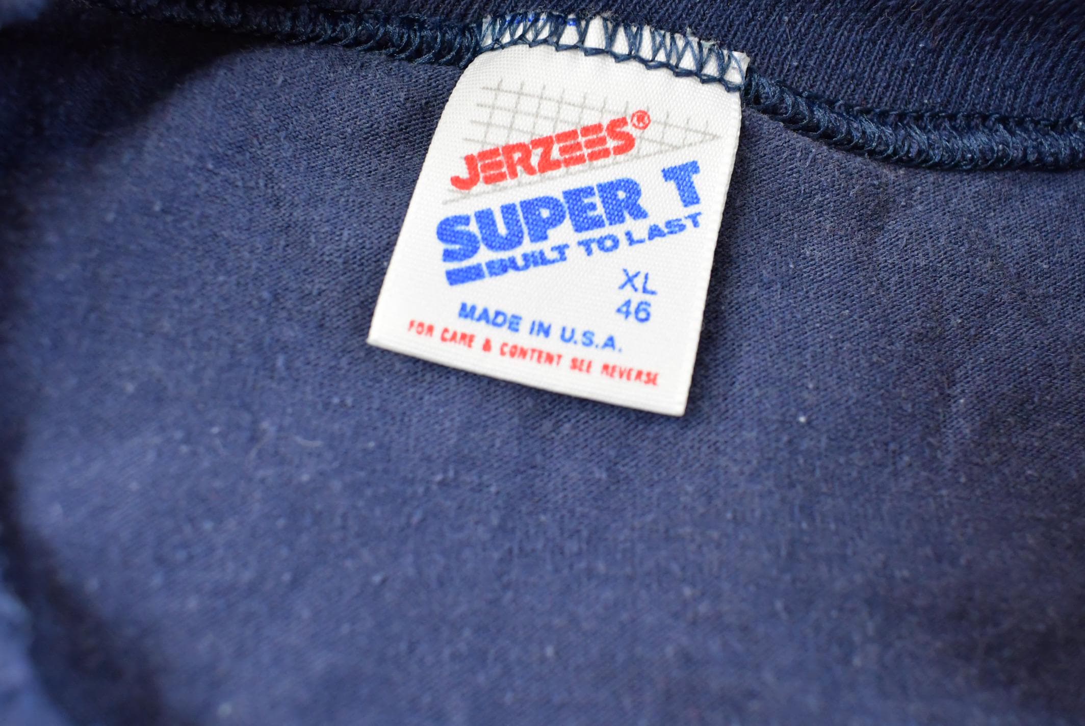 Vintage 1990s Jerzees Super T Blue Blank Pocket T-Shirt Men's L / Streetwear / Single Stitch / Made In USA / 90s Basic Tee