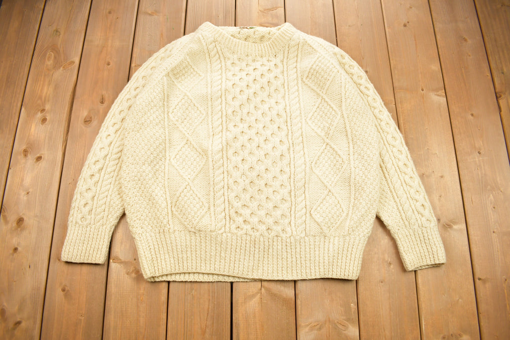 Vintage 1980s Cable Knitted Crewneck Sweater
