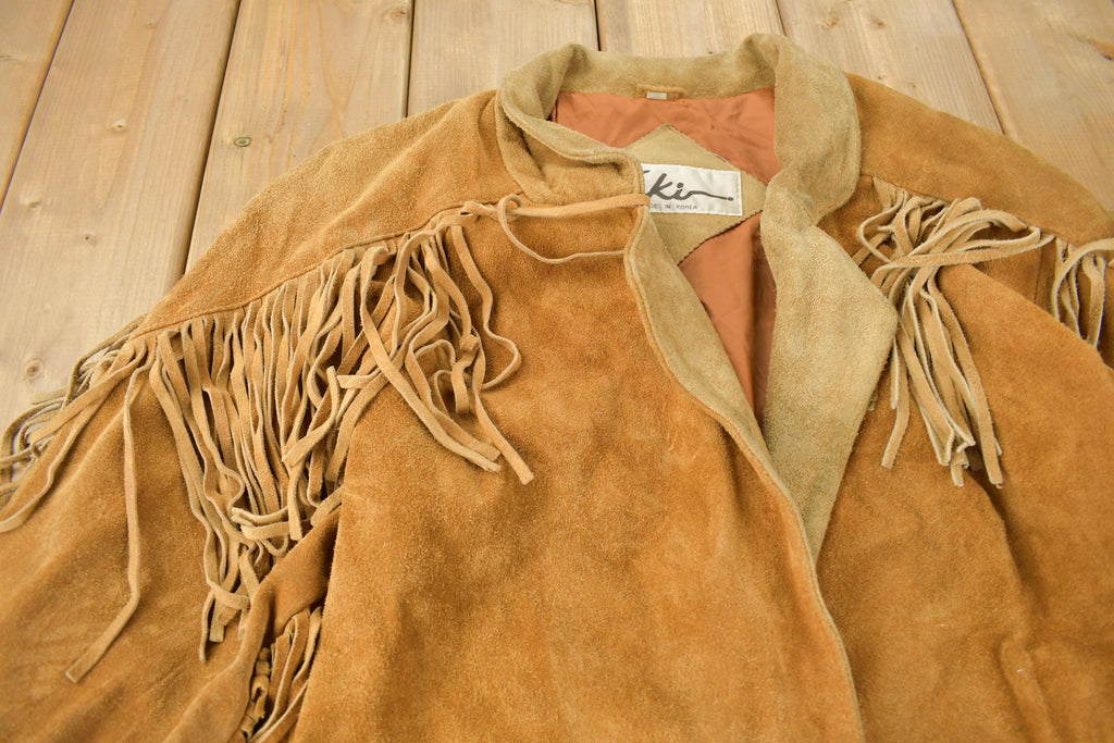 Vintage 1990s Niki Beige Suede Fringe Jacket