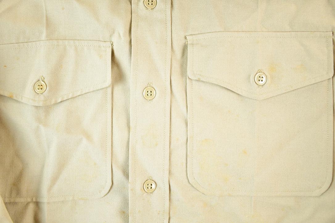 Vintage 80s Tan Military Button-Up Shirt - - Size S
