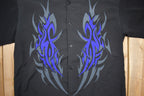 Vintage 2000s Dragon Fly Flame Pattern Button Up T-Shirt