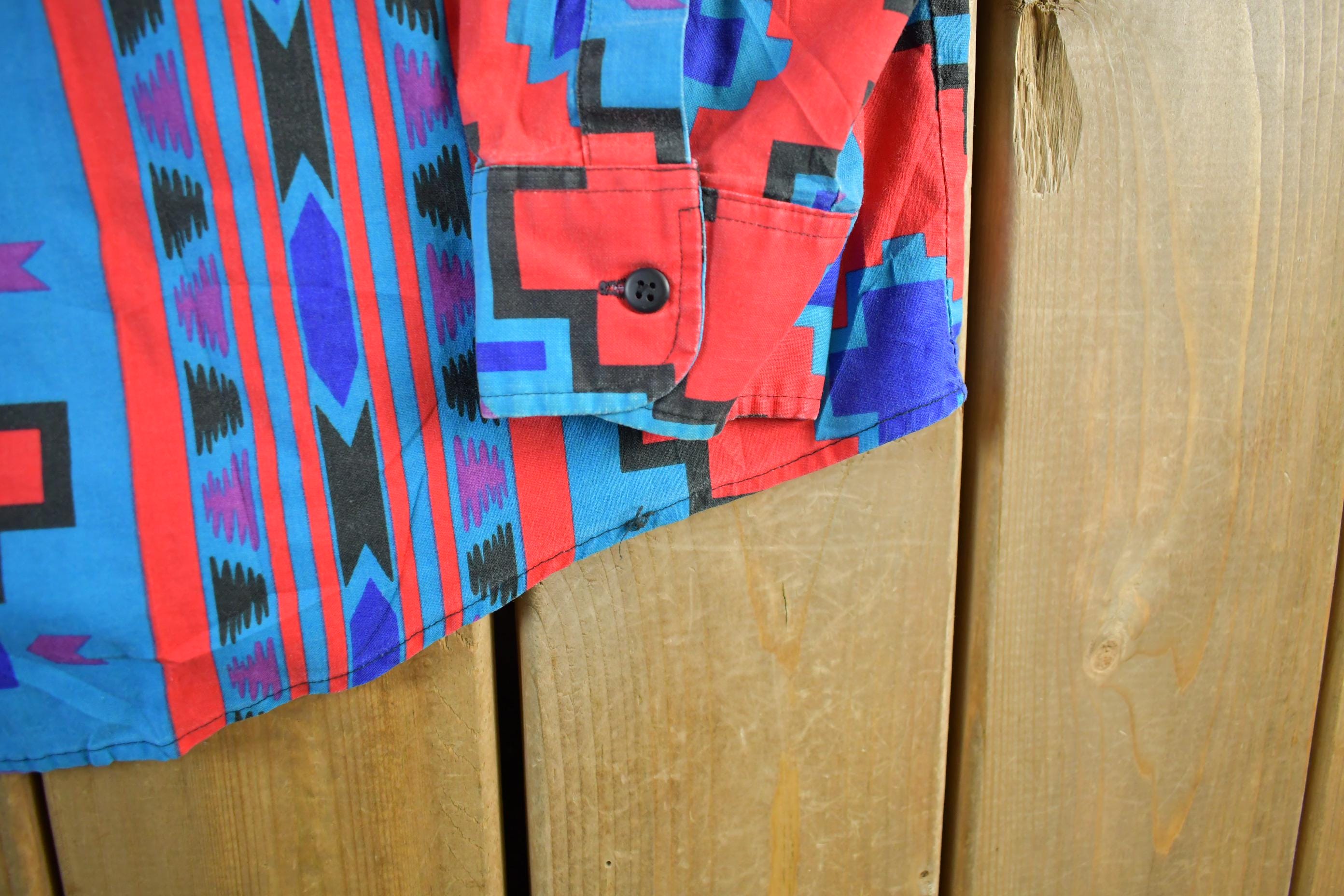 Vintage 1990s Western Plains Trading Co Style Aztec Pattern Button Up Shirt Men's XL