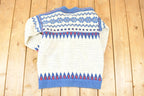 Vintage 1970's Abstract Snowflake Wool Knit Cardigan Sweater Women's S