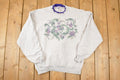 Vintage 1990s Frill Double Collar Floral Graphic Print Crewneck Sweatshirt Womens L