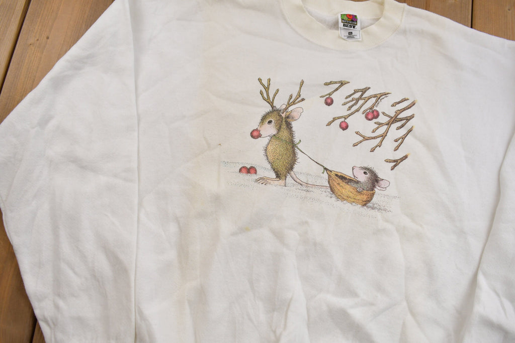 Vintage 1990s Rudolph Mouse Reindeer Cute Christmas Sweater