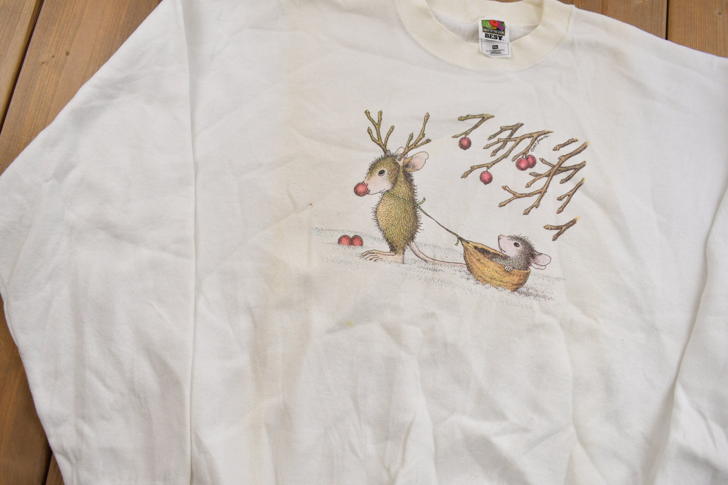 Vintage 1990s Rudolph Mouse Reindeer Cute Christmas Sweater