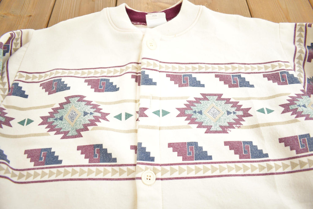 Vintage 1990s Oregon Abstract Design Button Up Cardigan Made In USA