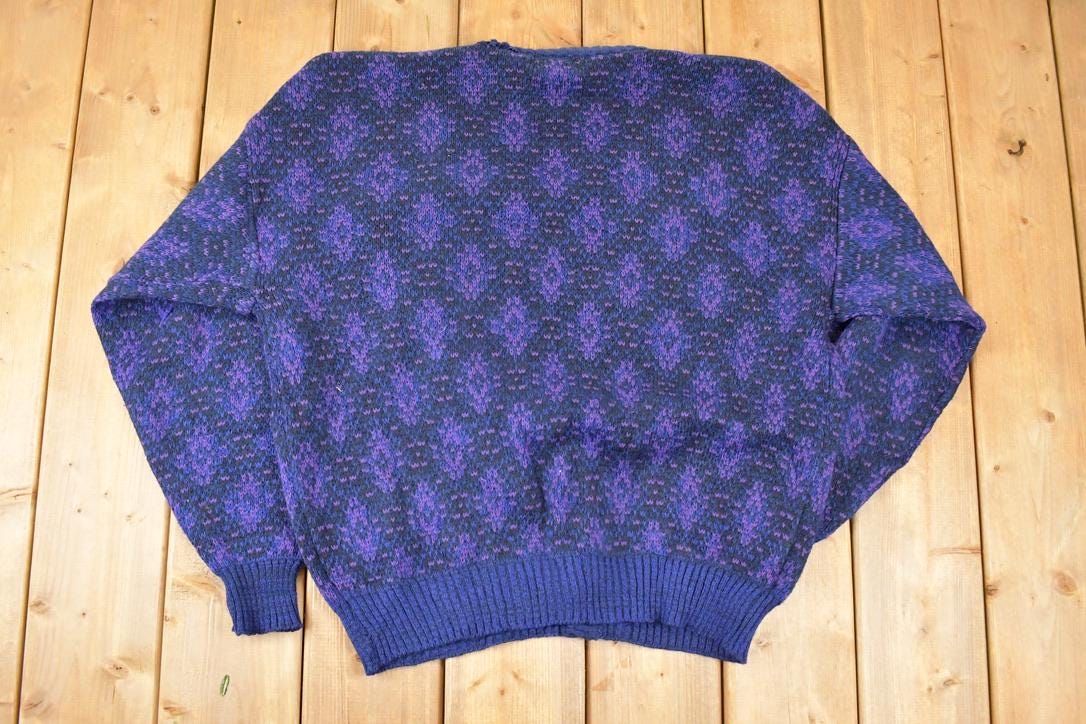 Vintage 1990s Melange Abstract Knit Cardigan Sweater Women's XL