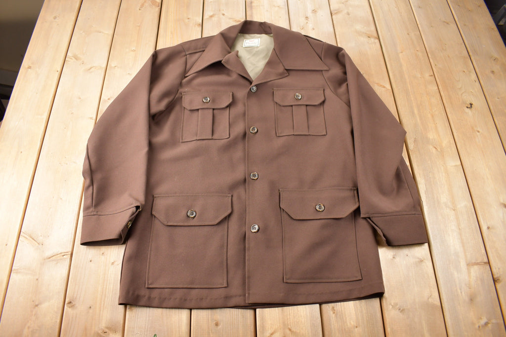 Vintage 1970s Levi's Panatela Tops Brown Western Style Button Up Shirt Made in USA Size XL