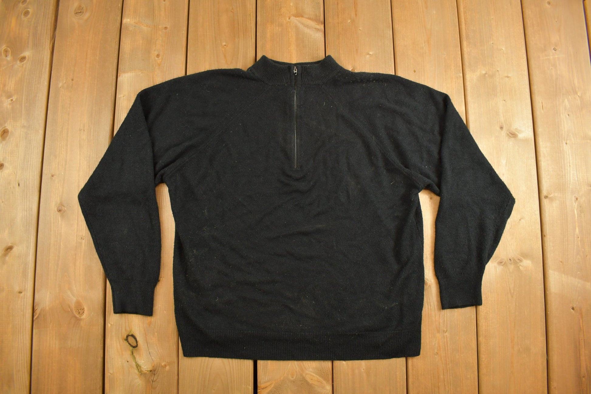 Vintage 1990s Duvet Black Quarter Zip Sweatshirt / 90s Sweatshirt / Made In USA / Essential / Streetwear / 90s Blank