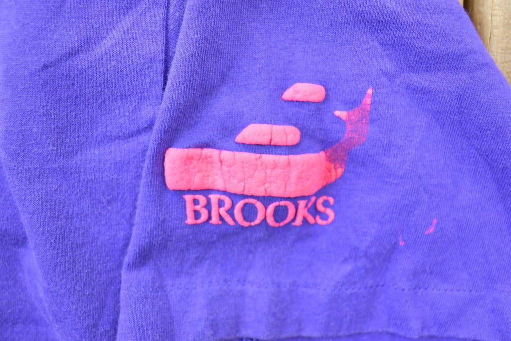Vintage 1990s Brooks Neon Graphic T-Shirt / Vintage T Shirt / Streetwear / Graphic Tee / Single Stitch / Made In USA