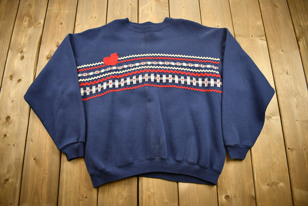 Vintage 1990s Cut And Sew Embroidered Pattern Crewneck