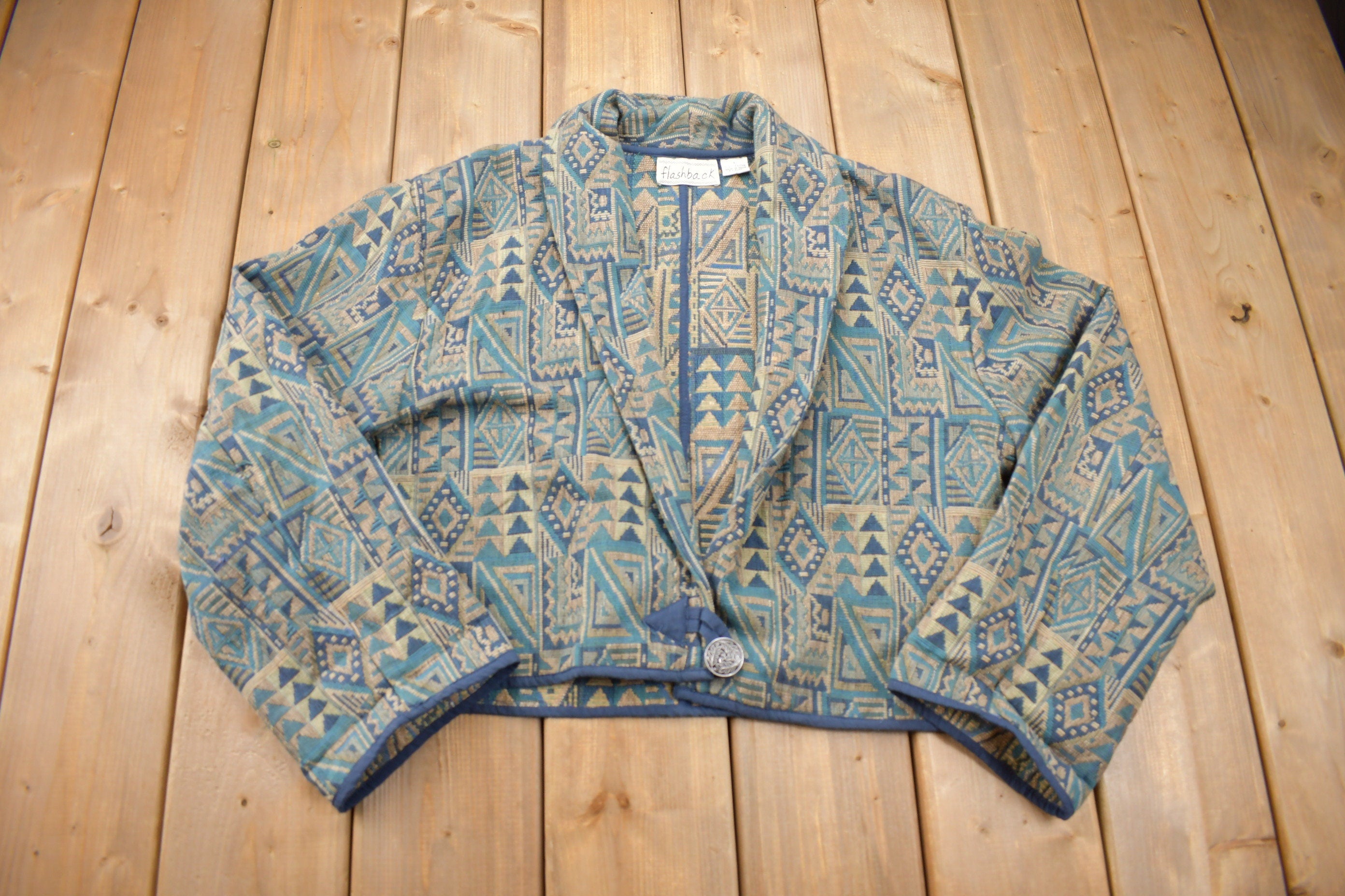 Vintage 1990s Cropped Flashback Blazer Style Sweater /