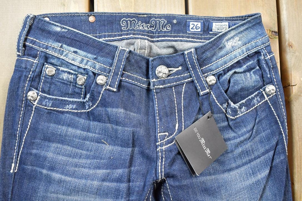 Vintage Y2K Miss Me Bedazzled Low Rise Jeans Size 26x33.5