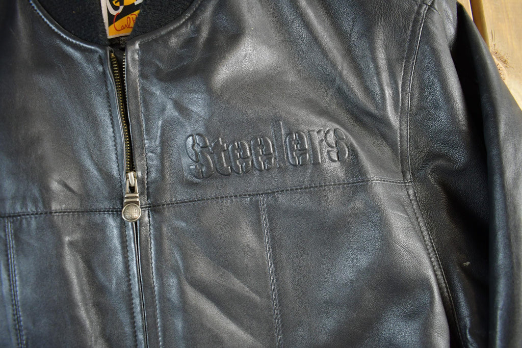 Vintage 1990s Pittsburgh Steelers Leather Varsity NFL Football Jacket Men's Large