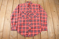 Vintage 1980s Bell Shirt Red Plaid Button Up Flannel Shirt Size S Made In Canada