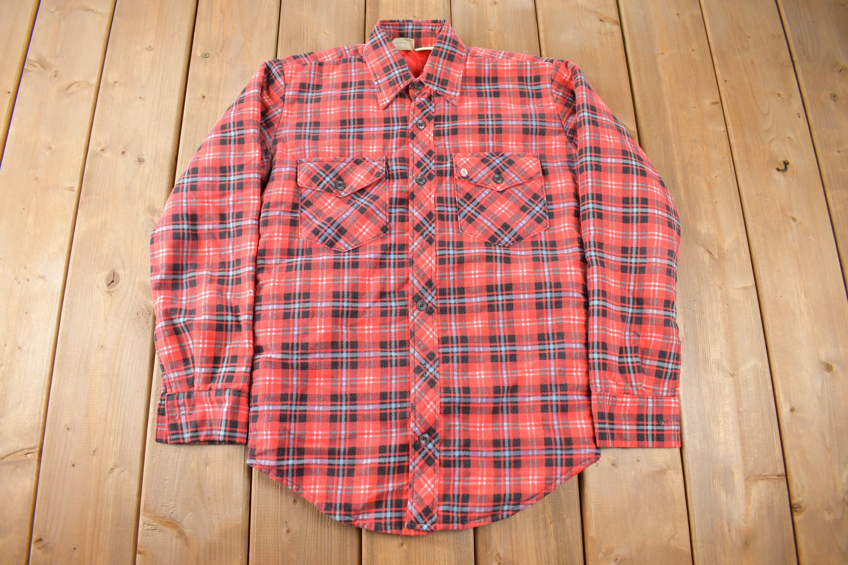 Vintage 1980s Bell Shirt Red Plaid Button Up Flannel Shirt Size S Made In Canada