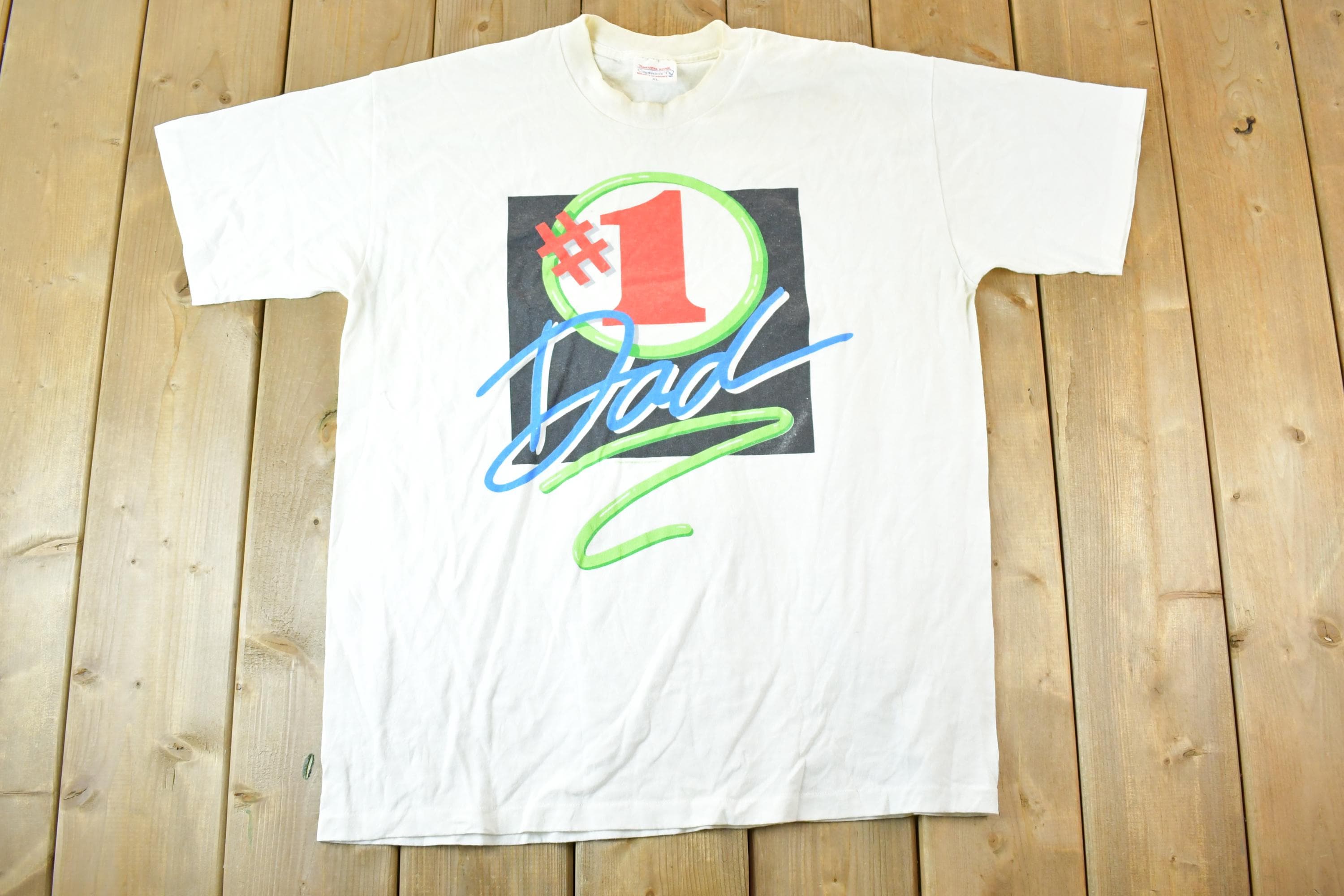 Vintage 1990s Number 1 Dad Souvenir T-Shirt Mens L / Made In USA / Vintage Vacation Dad Tee / Rare Destination Tee / Tennessee River Shirt