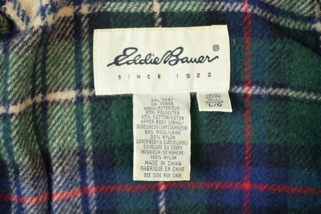 Vintage 1990s Eddie Bauer Light Plaid lined Zip Up Jacket