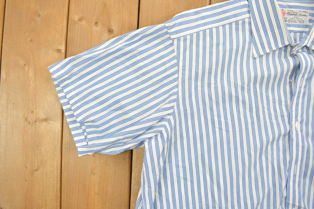 Vintage 1990s Turnbull London Striped Blue Button Up Shirt