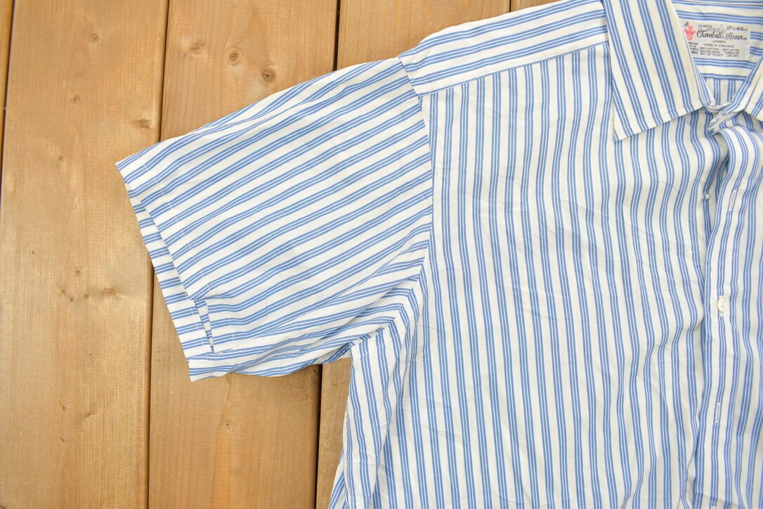 Vintage 1990s Turnbull London Striped Blue Button Up Shirt