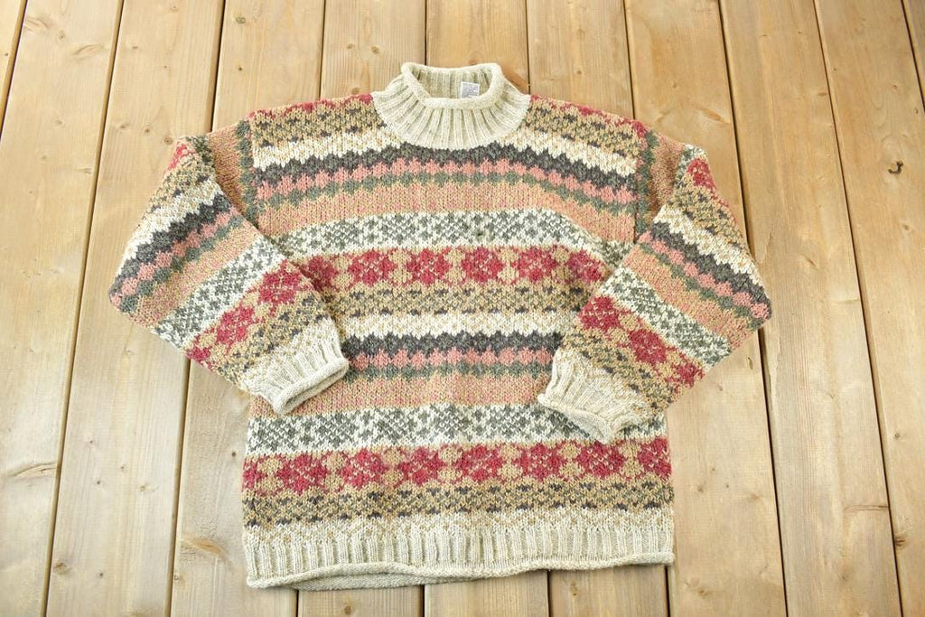 Vintage 1990s Star up Knit Abstract Pattern Crewneck Sweater