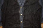 Vintage 1980s Giacomo Firenze Suede Leather Knit Cardigan Sweater