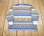 Vintage 1990s Oakbrook Abstract Pattern Colourful Fleece Sweater