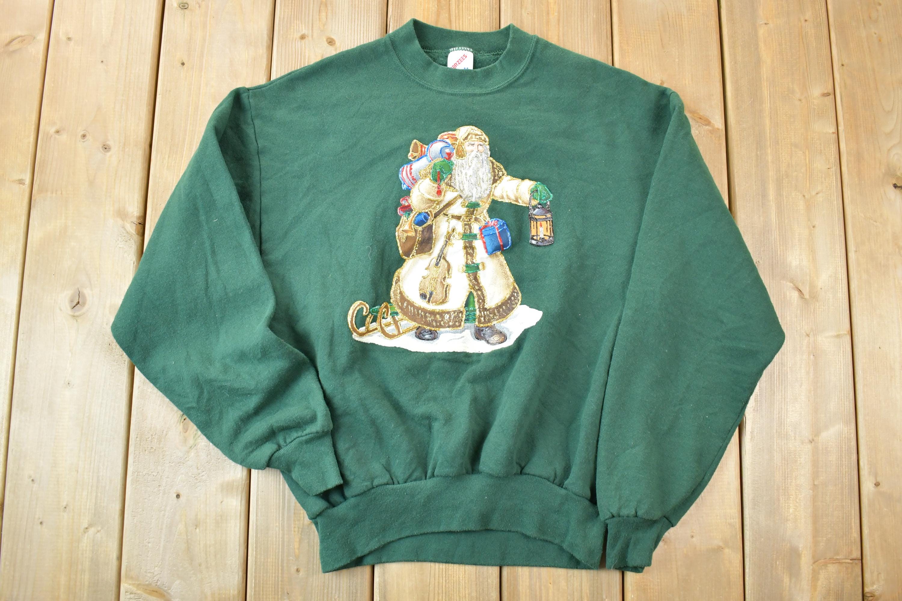 Vintage 1990s Saint Nicolas Cute Santa Crewneck Sweater