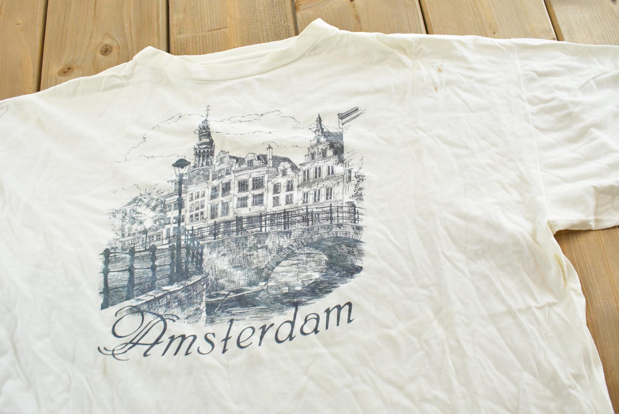 Vintage 1990's Holland Amsterdam Souvenir Travel T-Shirt Men's S  90s Single Stitch Graphic Destination Tee
