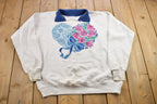 Vintage 1990s Floral Collared Crewneck Sweater