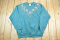 Vintage 1990s Jerzeez Hand Painted Floral Cute Crewneck Sweater / 90s Crewneck / Grandma Sweater / Streetwear / Made In USA / Flower Theme