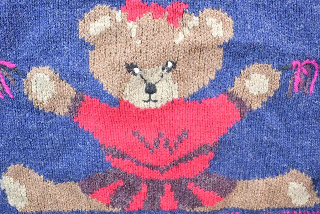 Vintage 1990s Woolrich Teddy Bear Hand-framed 100% Wool Knit Sweater