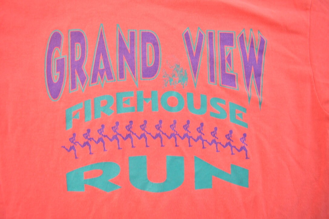Vintage 1990s Grand View Firehouse Run Graphic T Shirt