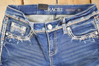Vintage Deadstock Y2K Grace In LA Hippy Embroidered Bootcut Low Rise Skinny Jeans Women's Size 27 x 32