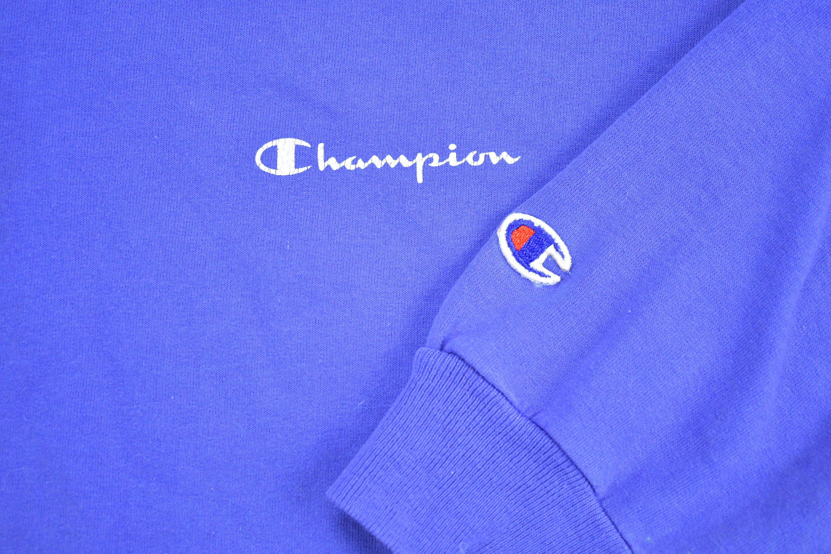 Vintage 1990s Champion Blank Blue Crewneck Sweatshirt