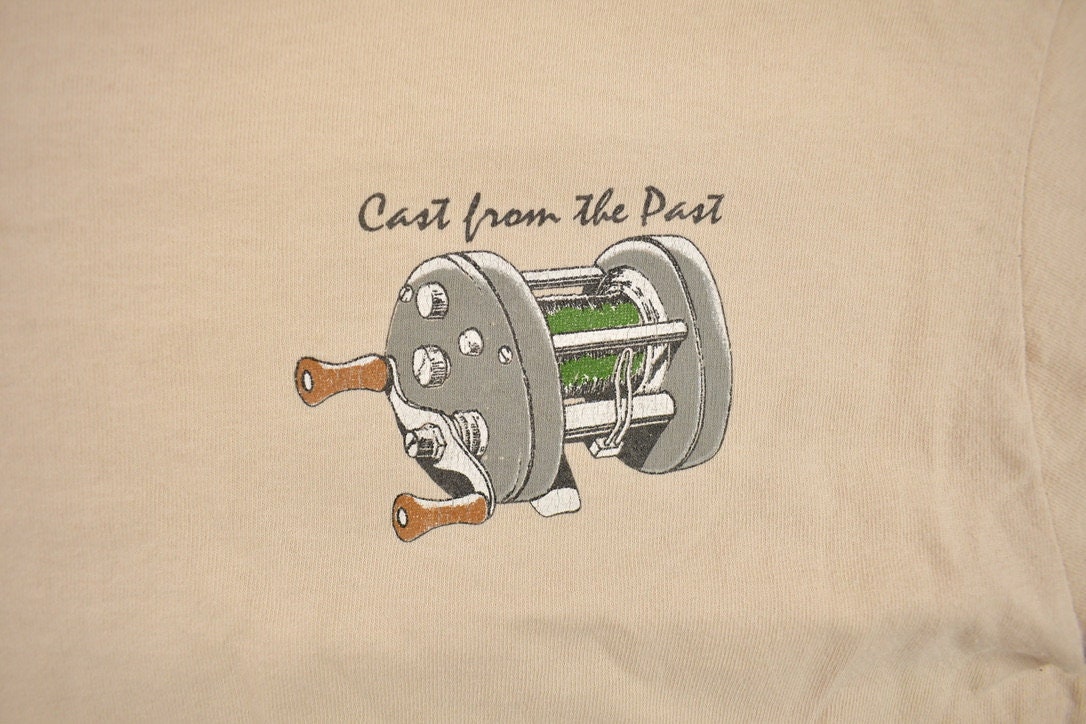 Vintage 1990s Cast From the Past Parody Fishing Art Graphic T Shirt
