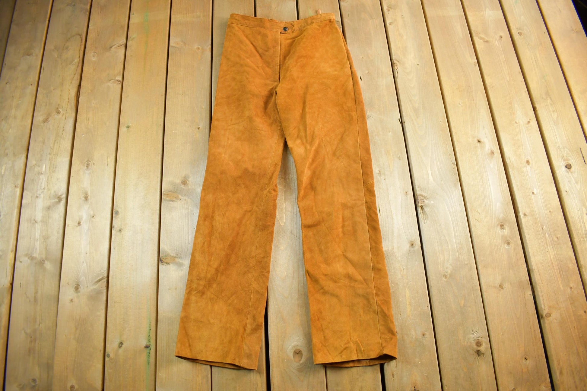 Vintage 1960s 1970s Leather Suede Bootcut Pants Jeans Women's 28 x 30.5