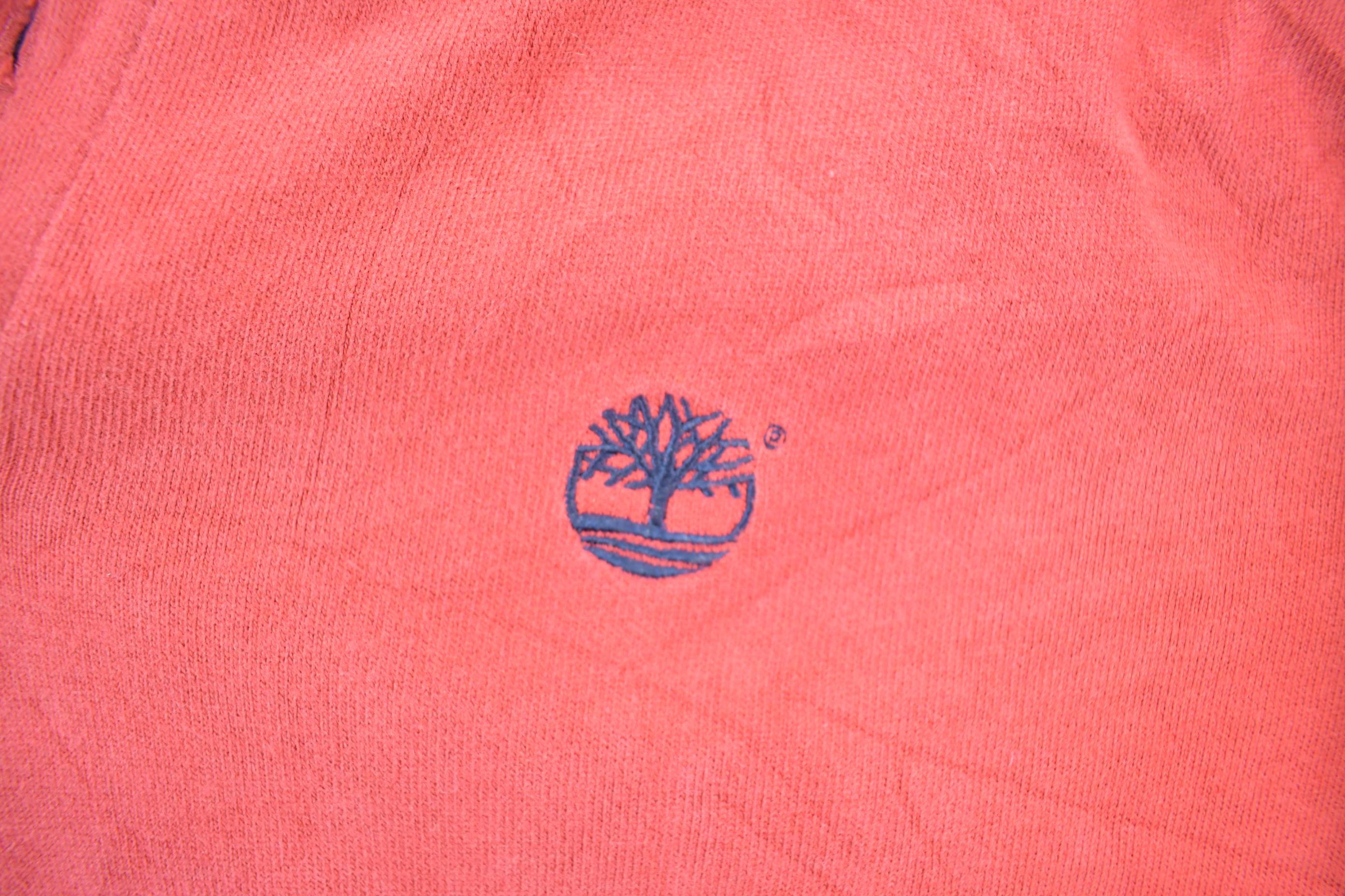 Vintage 1990s Timberland Red Quarter Button Tree Logo Button Up Shirt