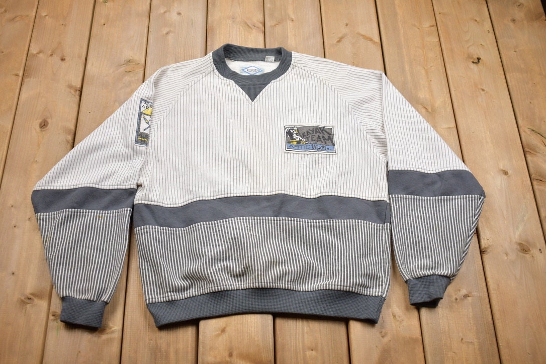 Vintage 1990s Koman Kayak Team Color Block Textured Sweatshirt