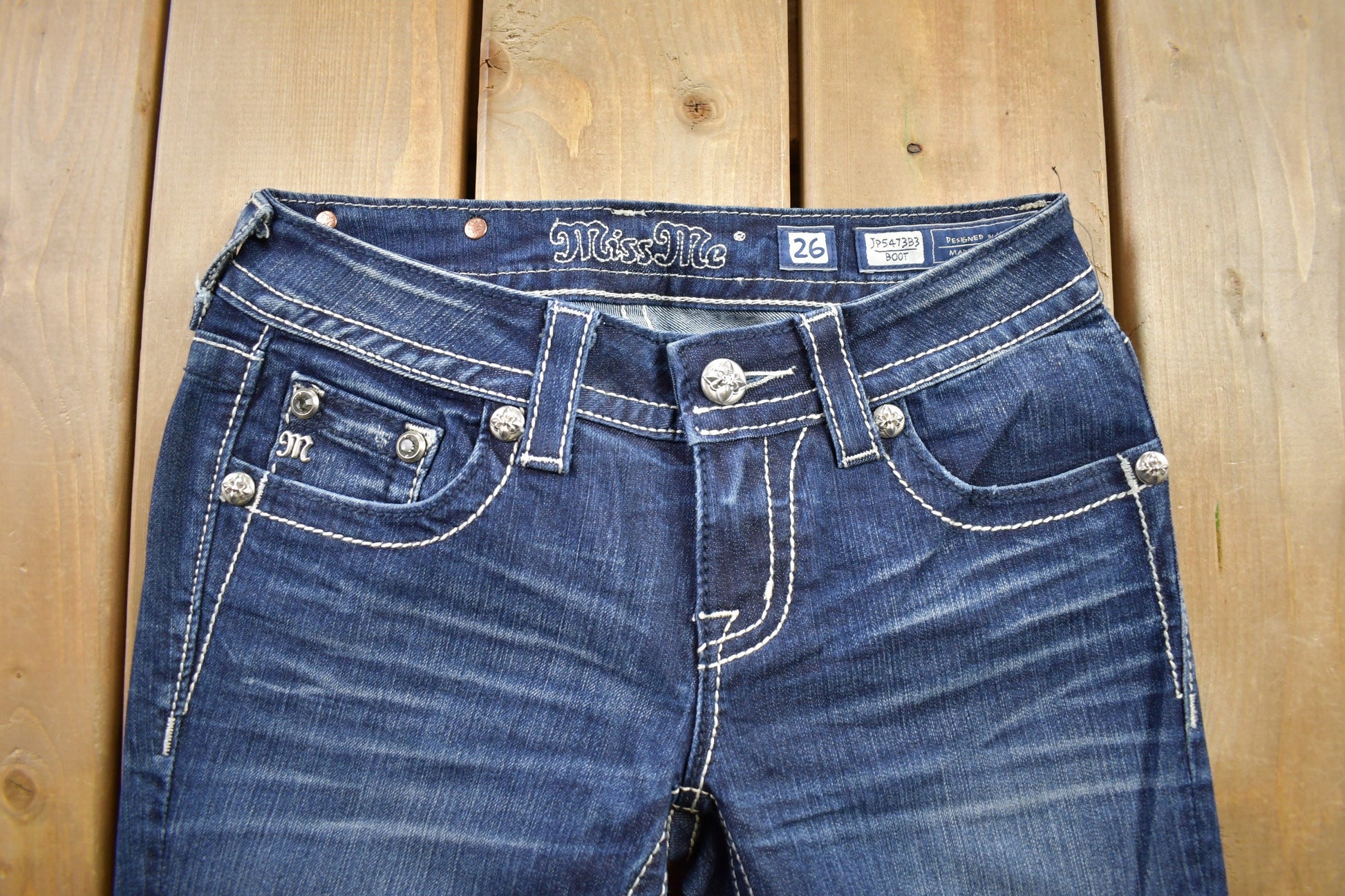 Vintage Y2K Miss Me Bedazzled Low Rise Jeans Size 26x33