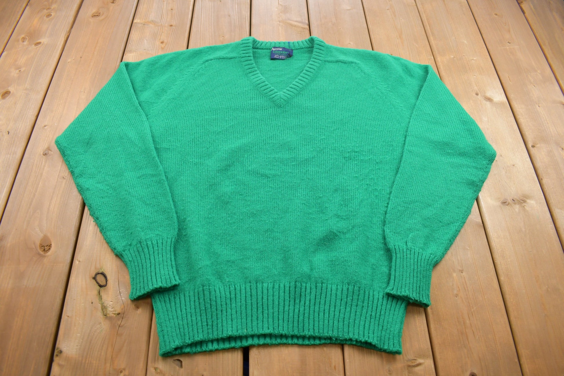 Vintage 1990s Arrow Blazer V Neck Knitted Sweater /