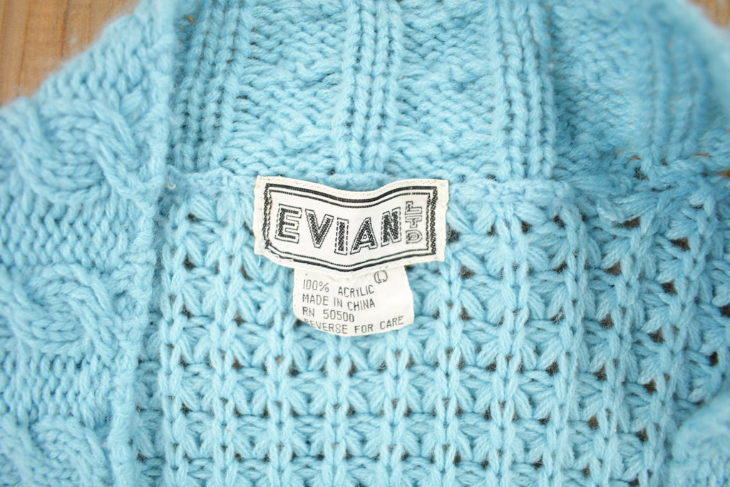 Vintage 1990s Evian Cable Knit Cardigan Sweater