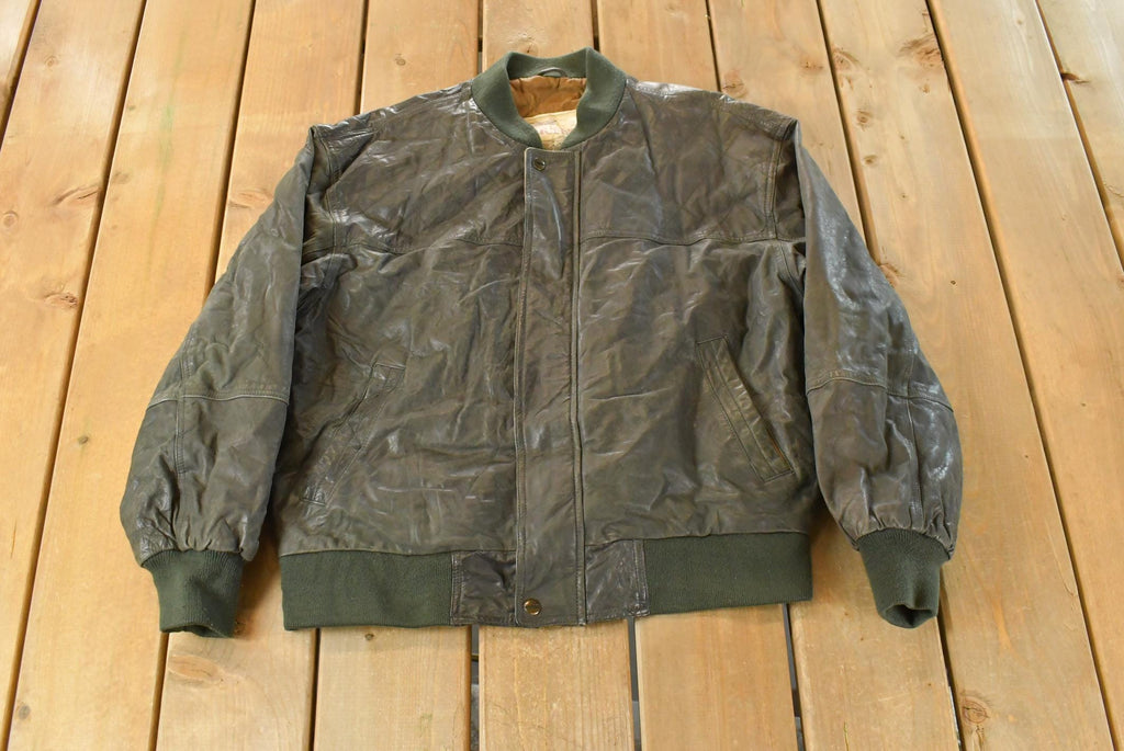 Vintage 1990s Officer's Club Leather Bomber Flight Jacket Men's Medium