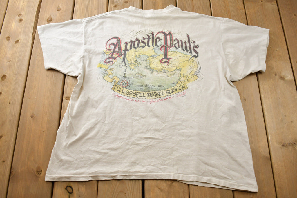 Vintage 1990s Apostile Paul Full Gospel Travel Service Graphic T-Shirt
