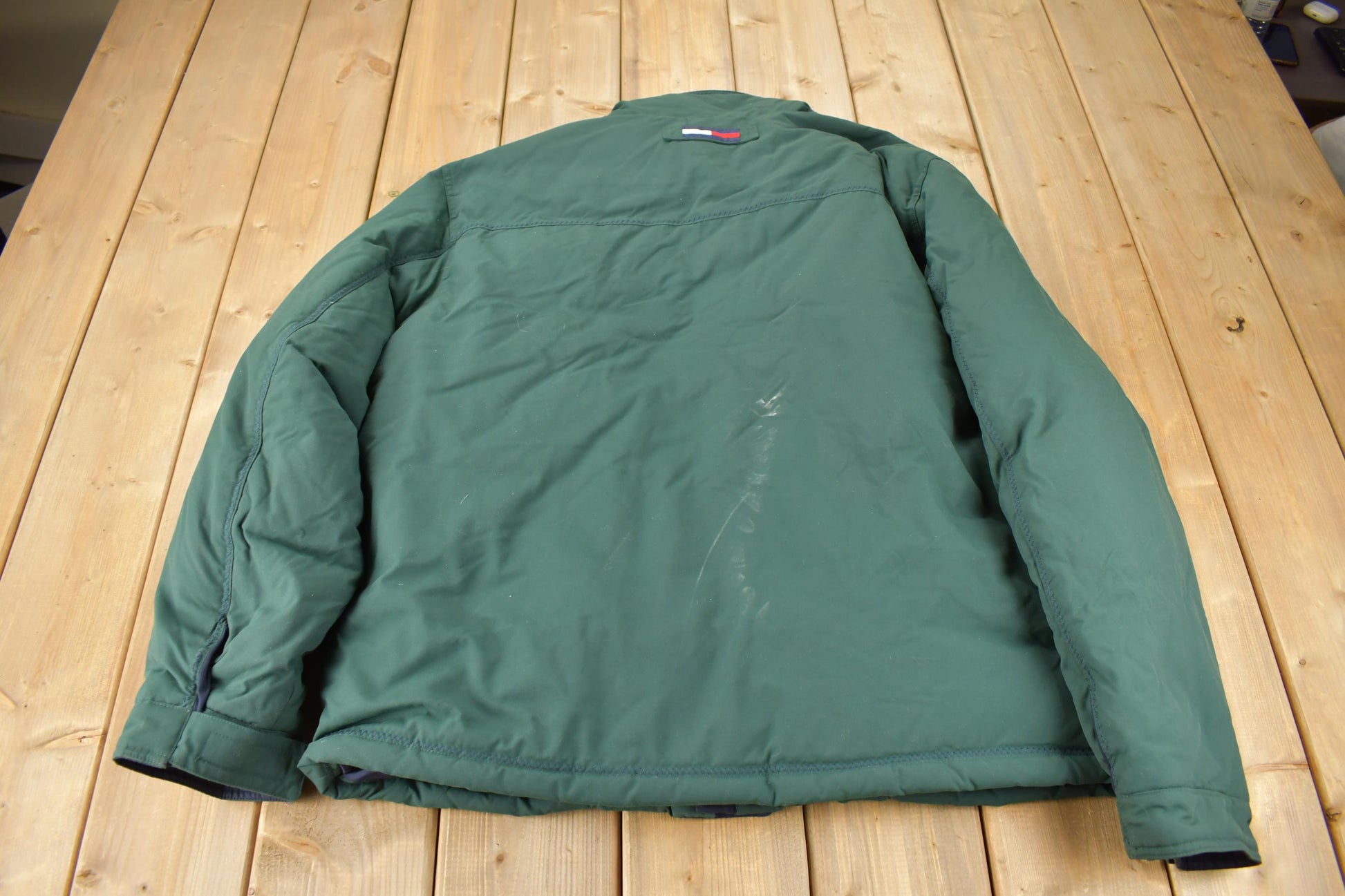 Vintage 1990s Tommy Hilfiger Green Goose Down Winter Puffer Jacket  90s tommy  Streetwear  Winter Coat